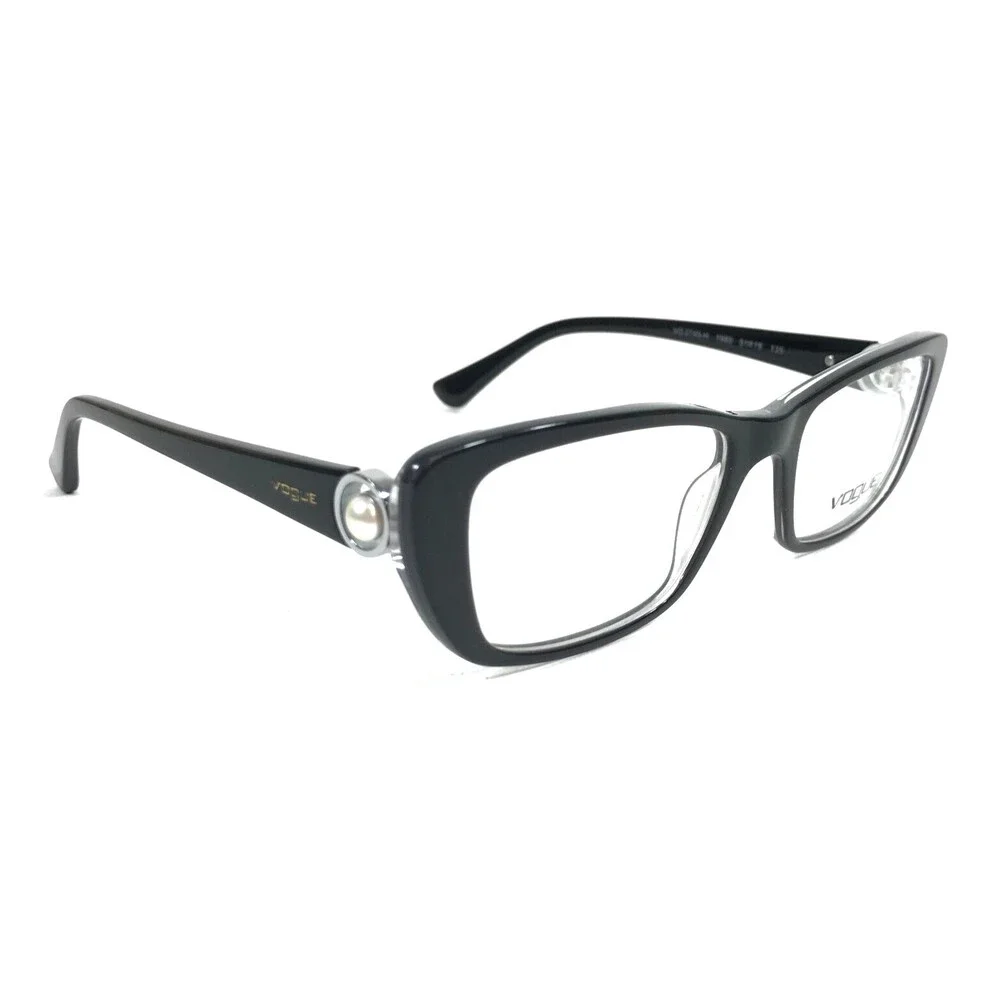 Vogue Eyeglasses Frame VO2749-H 1993 Polished Black Cat Eye Pearls 51-18-135